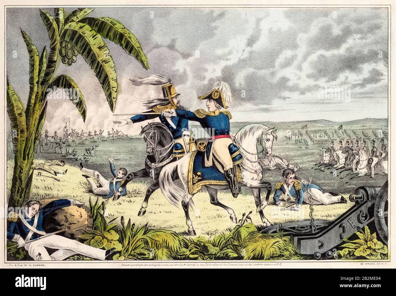 General Taylor at the Battle of Resaca de la Palma, May 9th 1846: Captain May Receiving His Orders to Charge the Mexican Batteries, print, 1846 Stock Photo