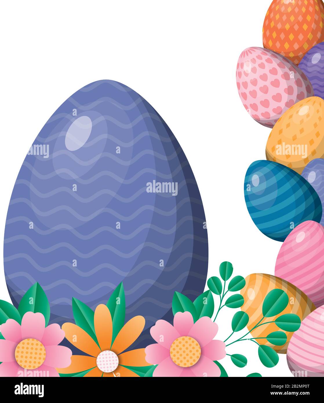 Happy easter eggs and flowers vector design Stock Vector Image & Art ...