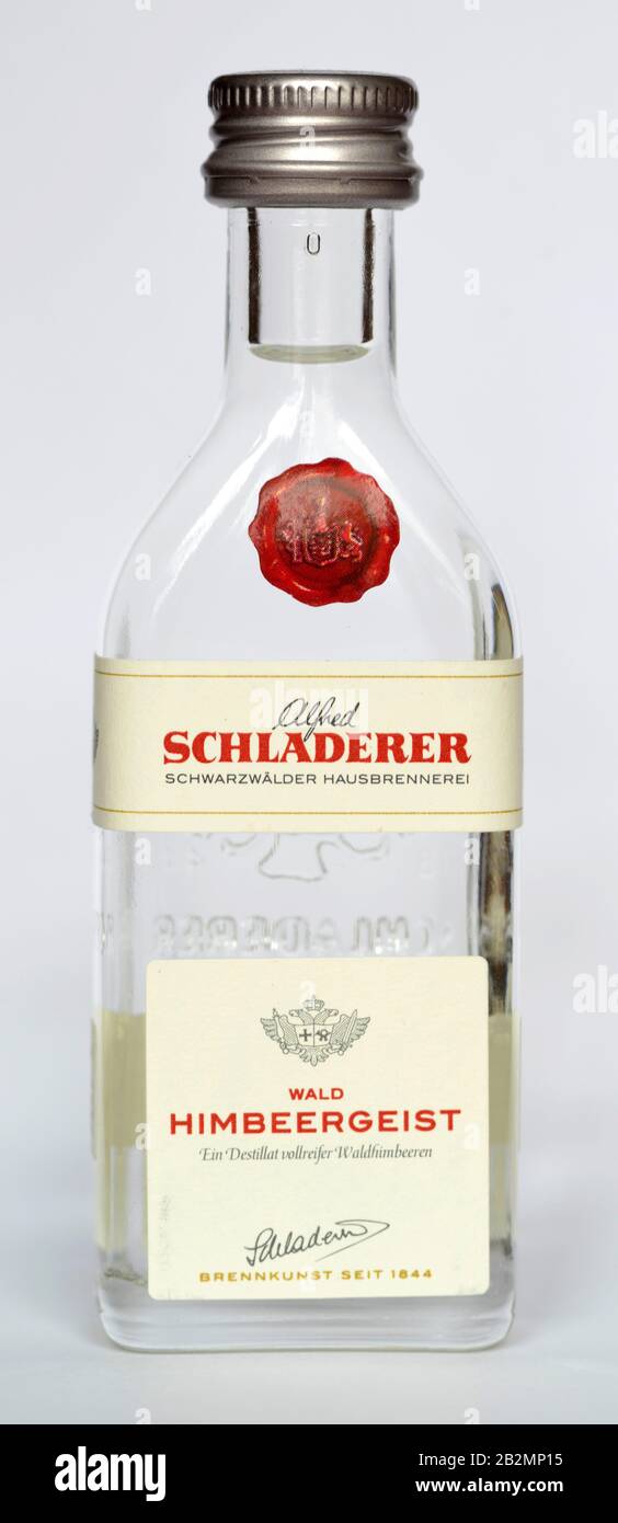 Flasche, Schladerer, Himbeergeist Stock Photo