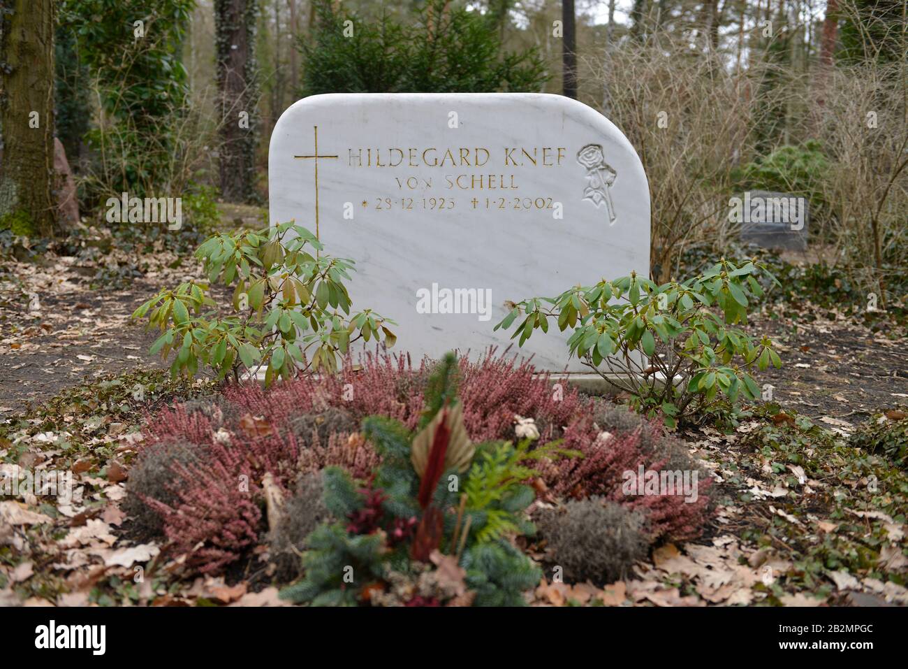 Grabmal, Hildegard Knef, Waldfriedhof, Potsdamer Chaussee, Zehlendof, Berlin, Deutschland Stock Photo