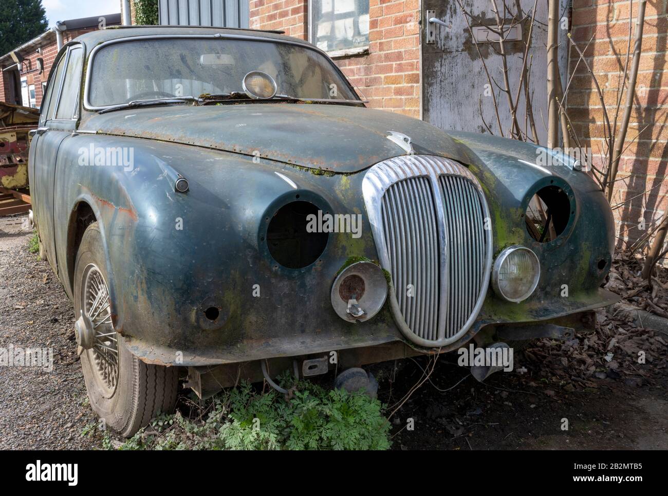 Remains of a 1960's Daimler V8-250 motor car. Stock Photo