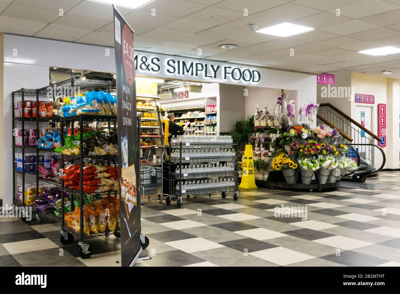 M&S Simply Food shop at Lancaster Forton Services. Stock Photo
