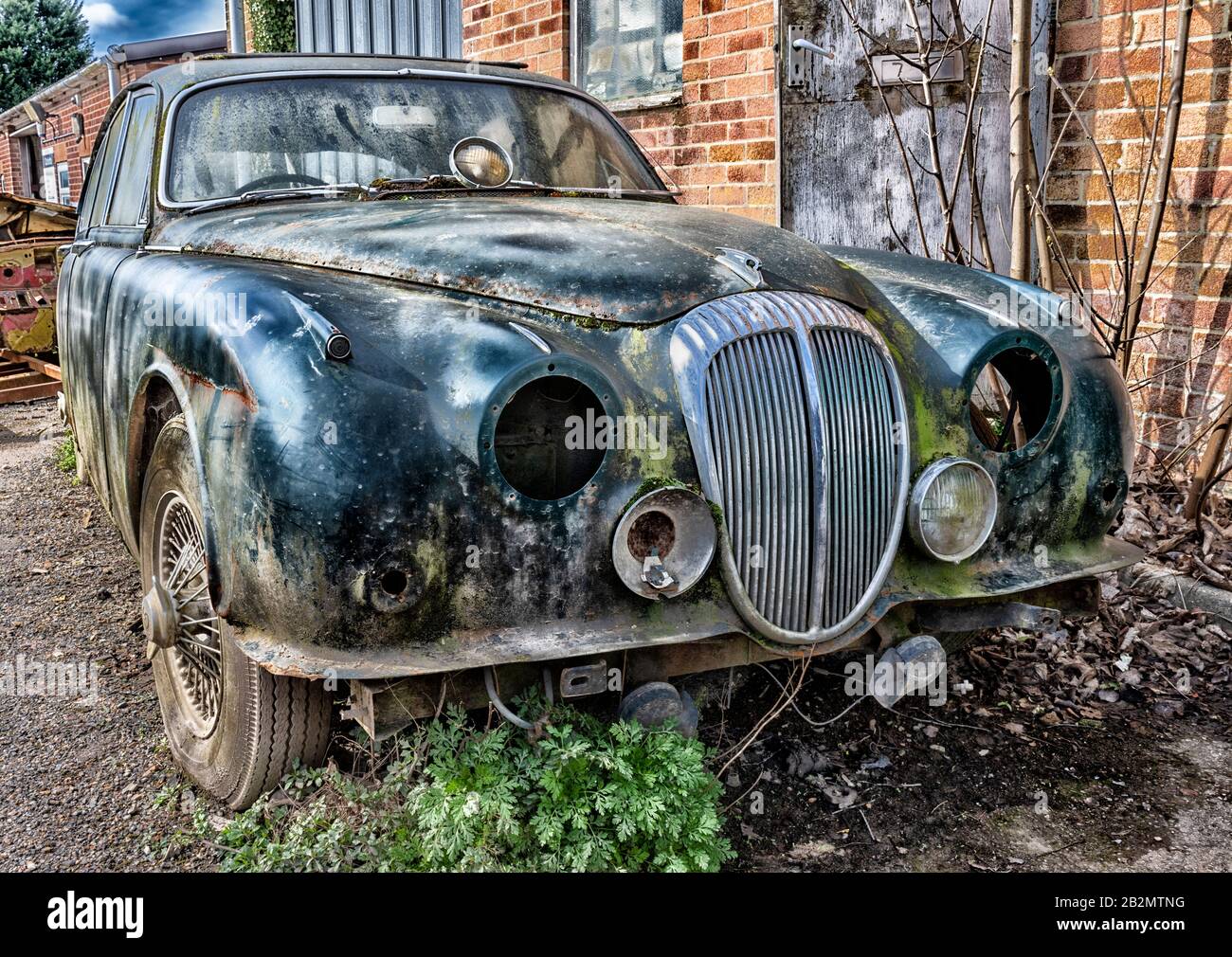 Remains of a 1960's Daimler V8-250 motor car. Stock Photo
