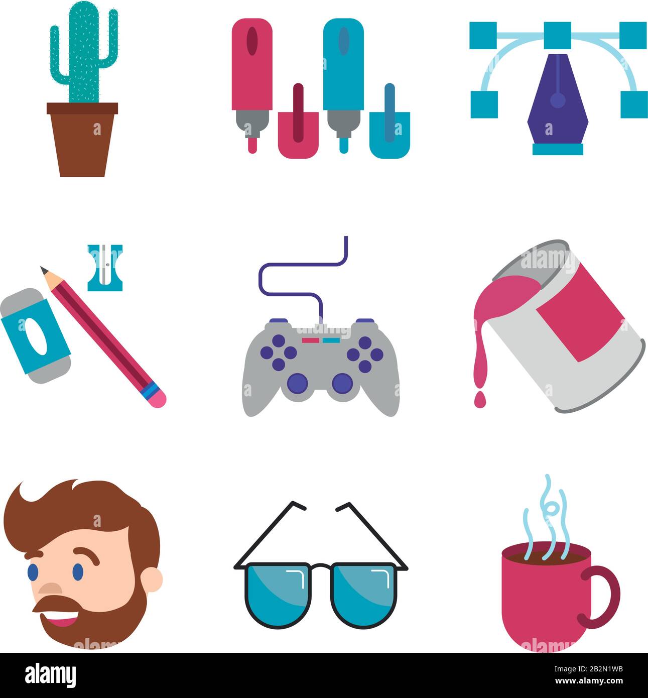 bundle of designer set flat icons Stock Vector