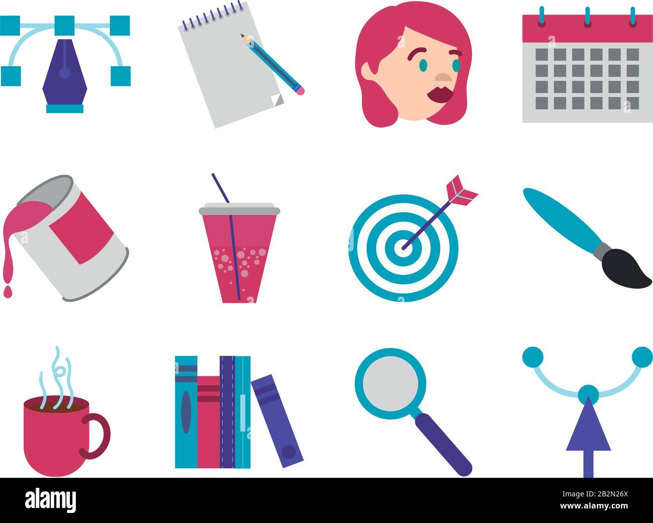 bundle of designer set flat icons Stock Vector