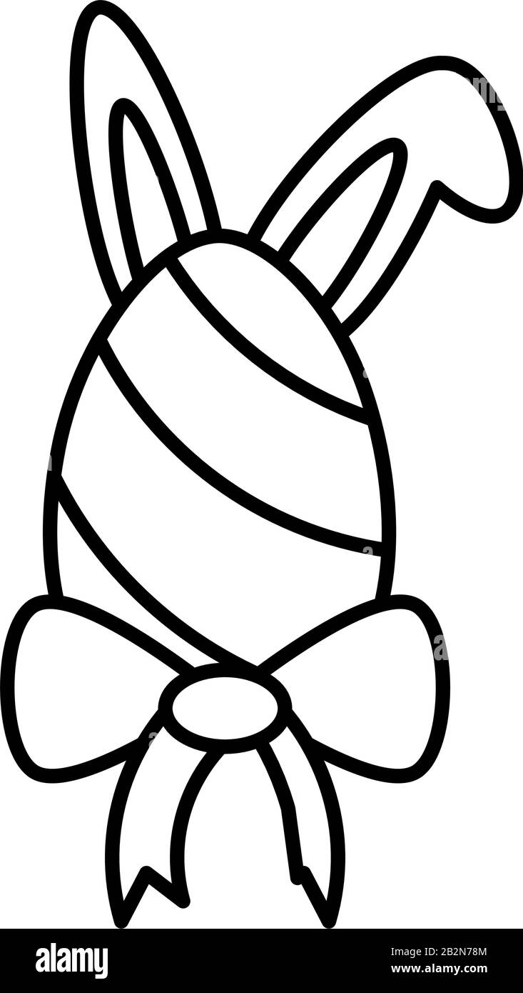 easter egg with rabbit ears on white background vector illustration ...