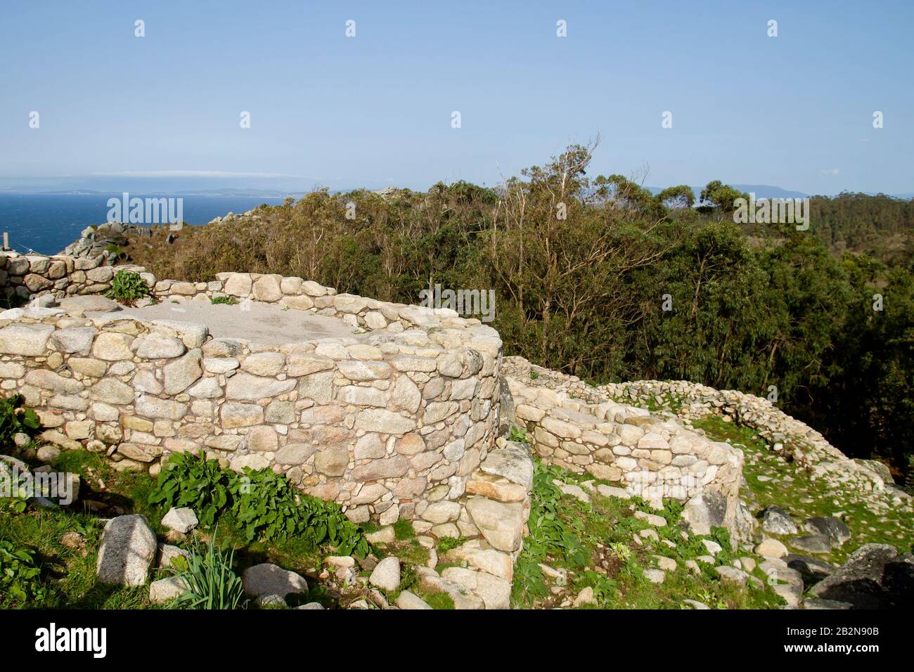 Celtic ruins in Monte do Facho, Cangas de Morrazo, Spain Stock Photo