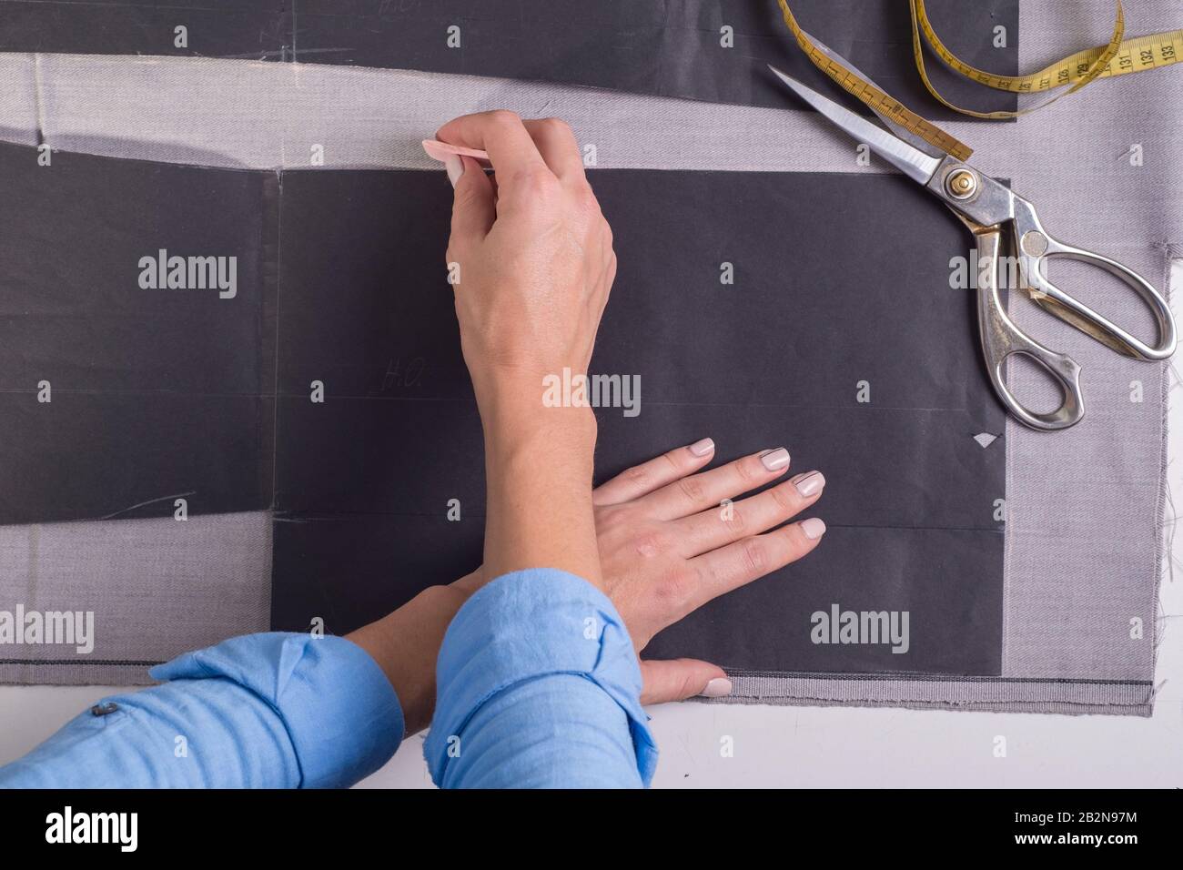 top view of the work of the hands of a master in the manufacture and ...