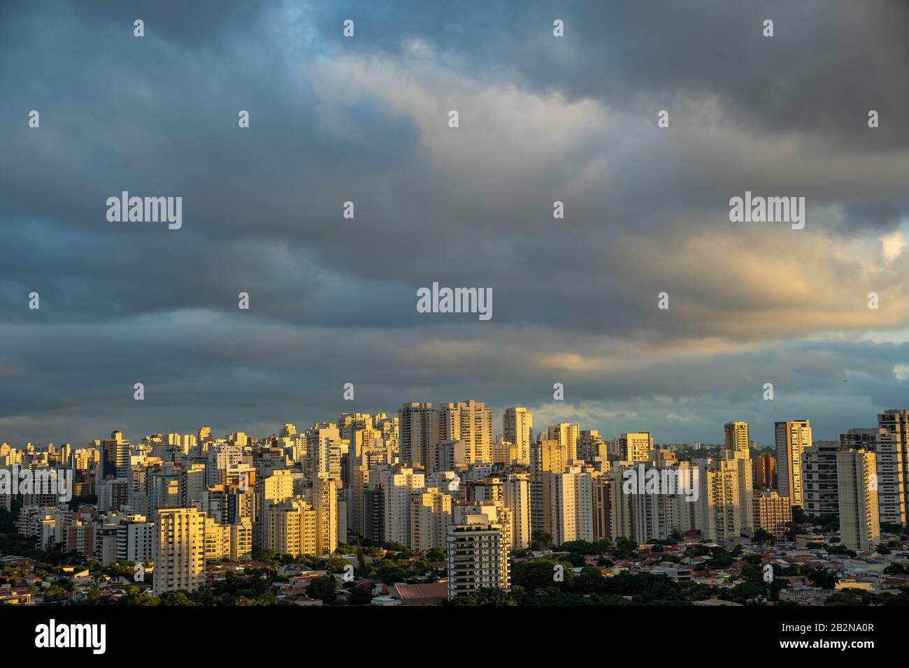 Beautiful sunset light in the big city. Sao Paulo city, Brazil. Stock Photo