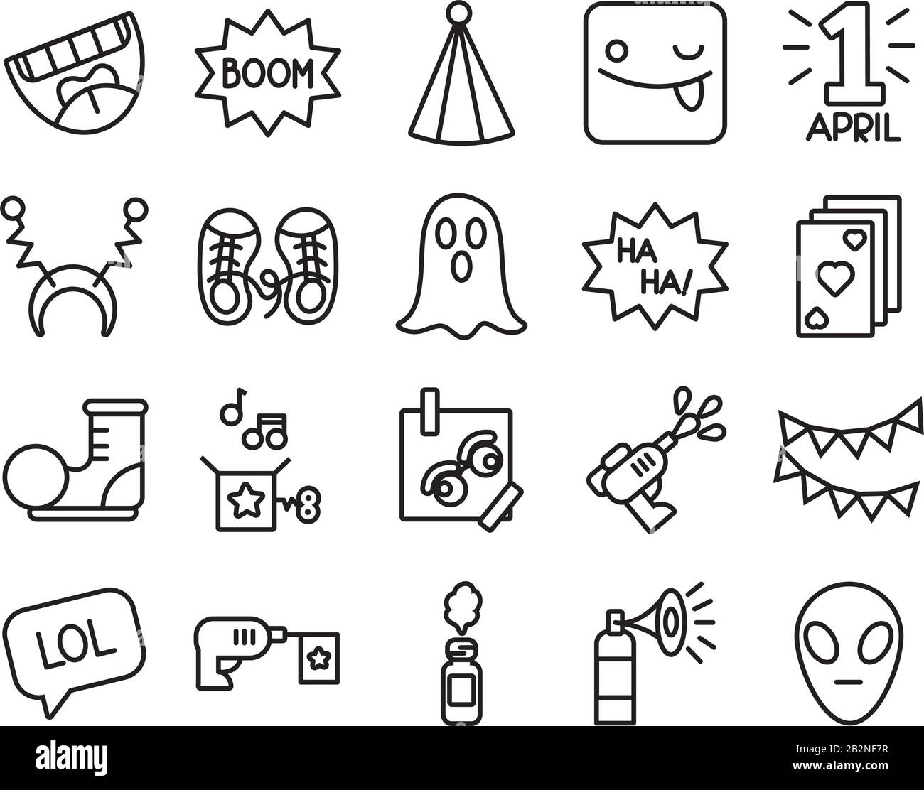 bundle of fools day set icons Stock Vector