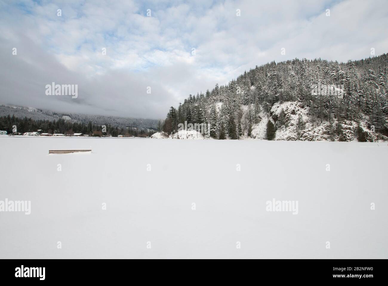 Winter ice on Lake Errock in Mission, British Columbia, Canada Stock
