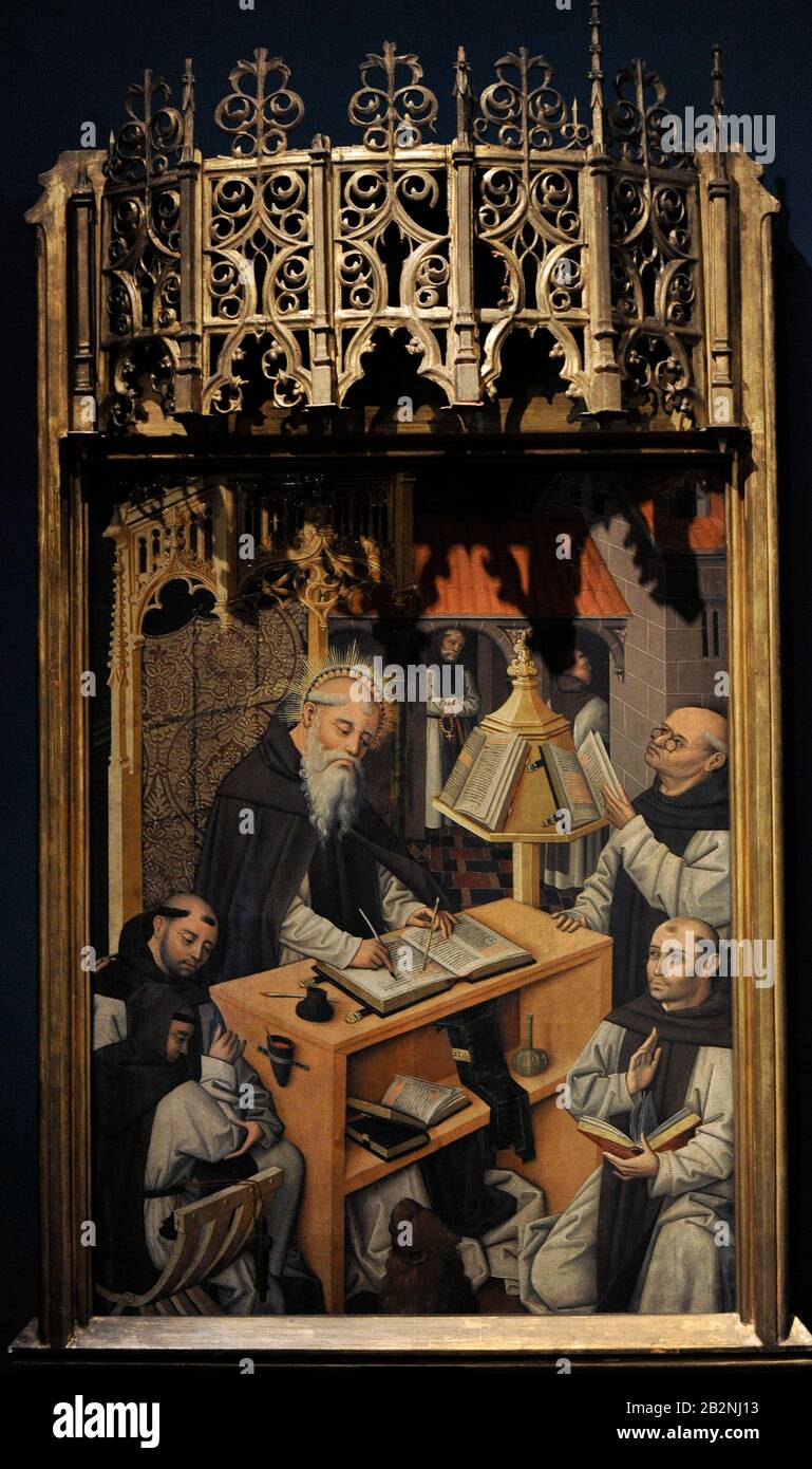 Master of the Parral (active 1480-1500). Saint Jerome in his Study. Castilian School, about 1480-1490. Lazaro Galdiano Museum. Madrid. Spain. Stock Photo