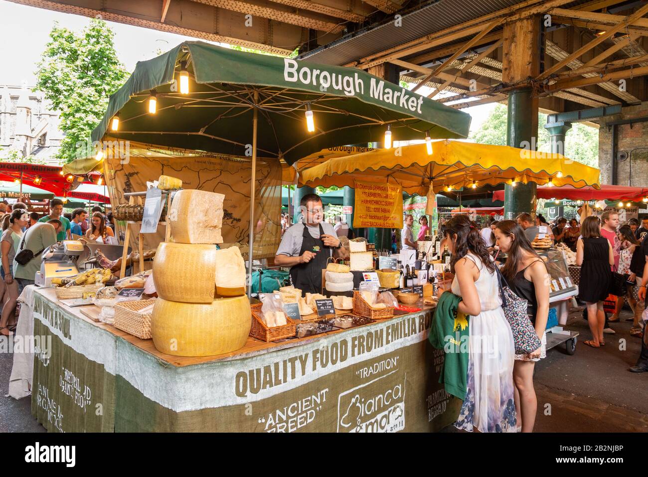 Borough Market cheese stall, London, UK Stock Photo
