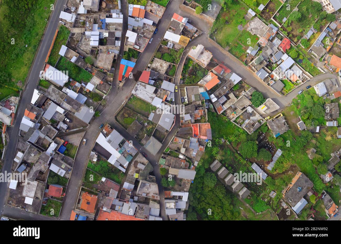 Urban Rooftops Aerial View In A Small Latin American Town Of Tungurahua ...