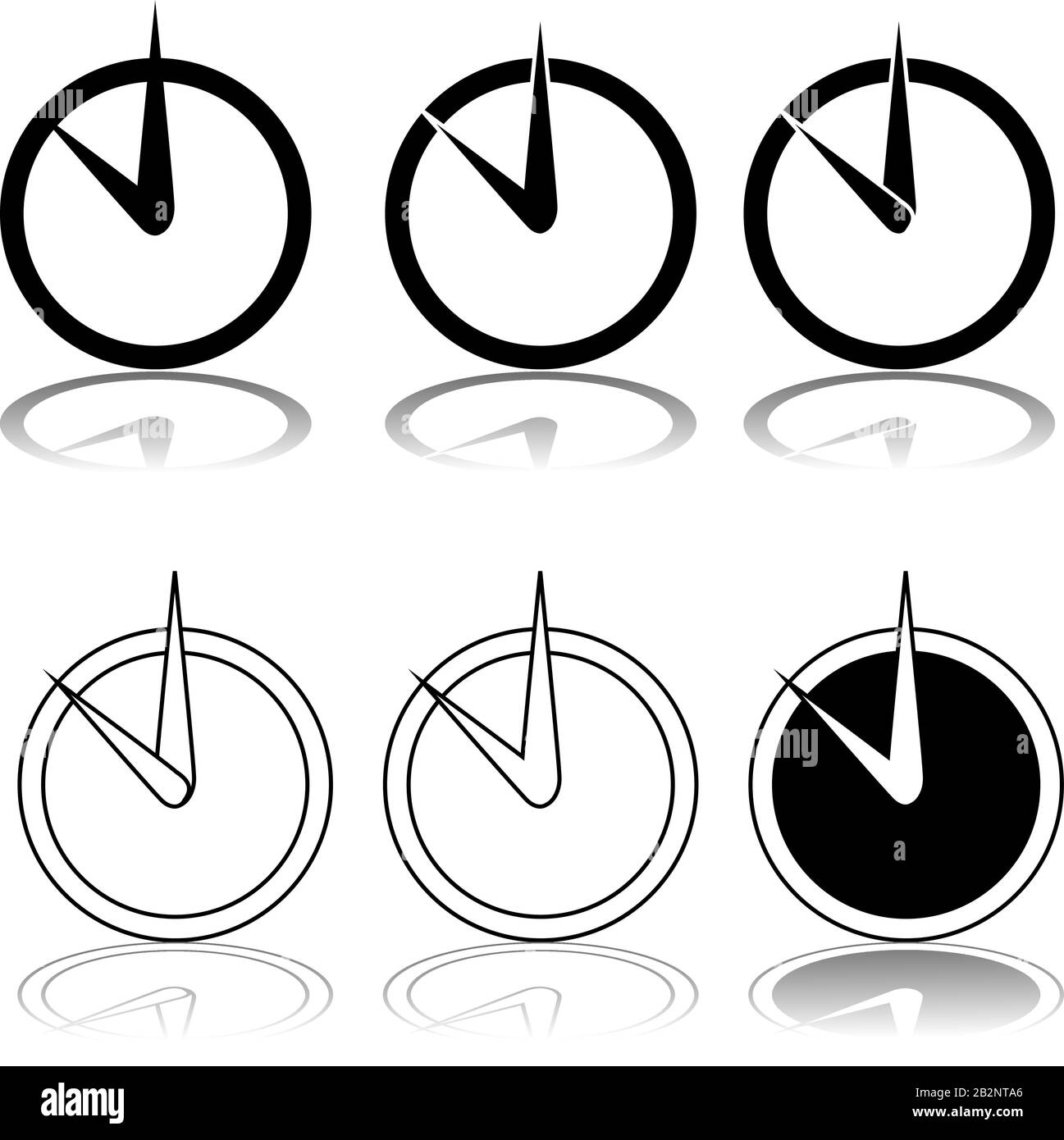 Icon set showing a clock being displayed in different styles Stock ...