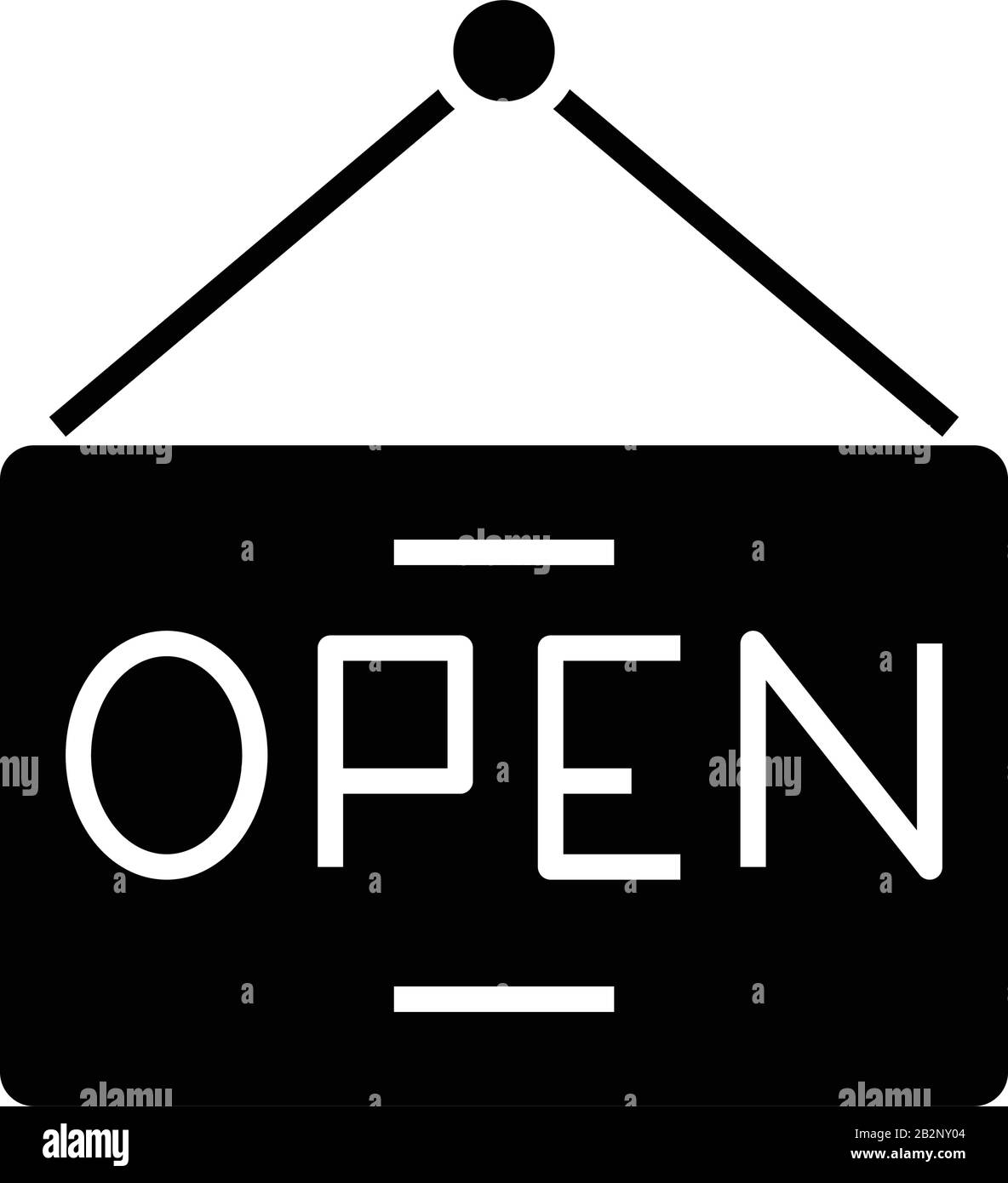 Open sign black icon, concept illustration, vector flat symbol, glyph