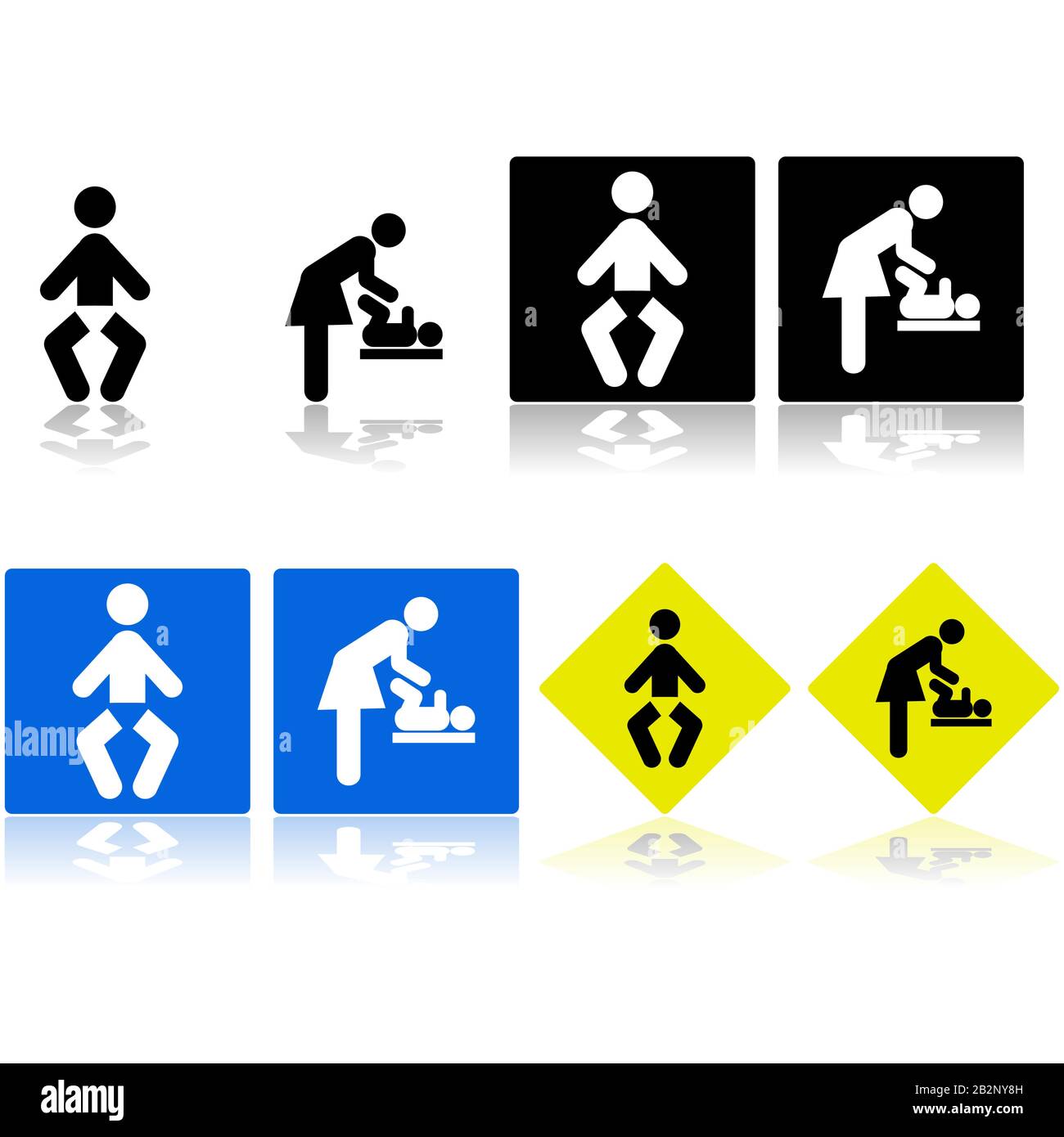 Signs showing icons for a baby changing room or area Stock Vector