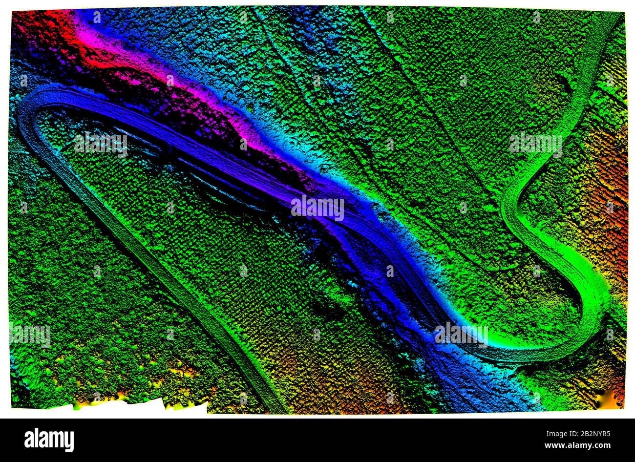 Digital Elevation Model Representing Geological Anomalies Orthorectified Drone Aerial Stock
