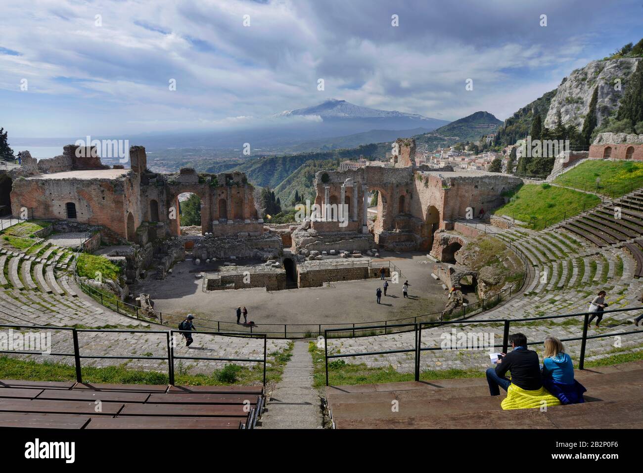 Teatro Greco, Taormina, Sizilien, Italien Stock Photo