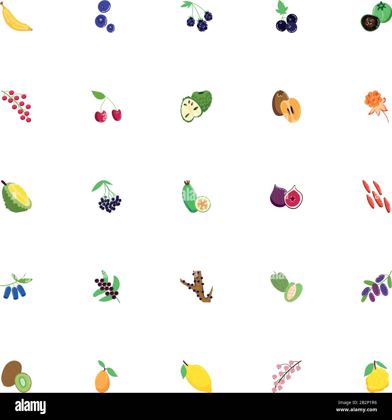 bundle of exotic fruits flat style icons Stock Vector Image & Art - Alamy