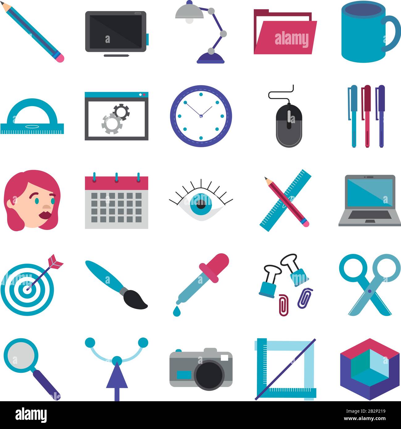bundle of designer set flat icons Stock Vector