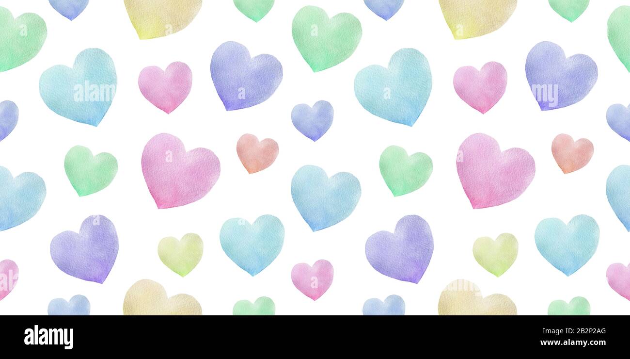 Seamless texture with funny hearts. Hand drawn seamless watercolor ...