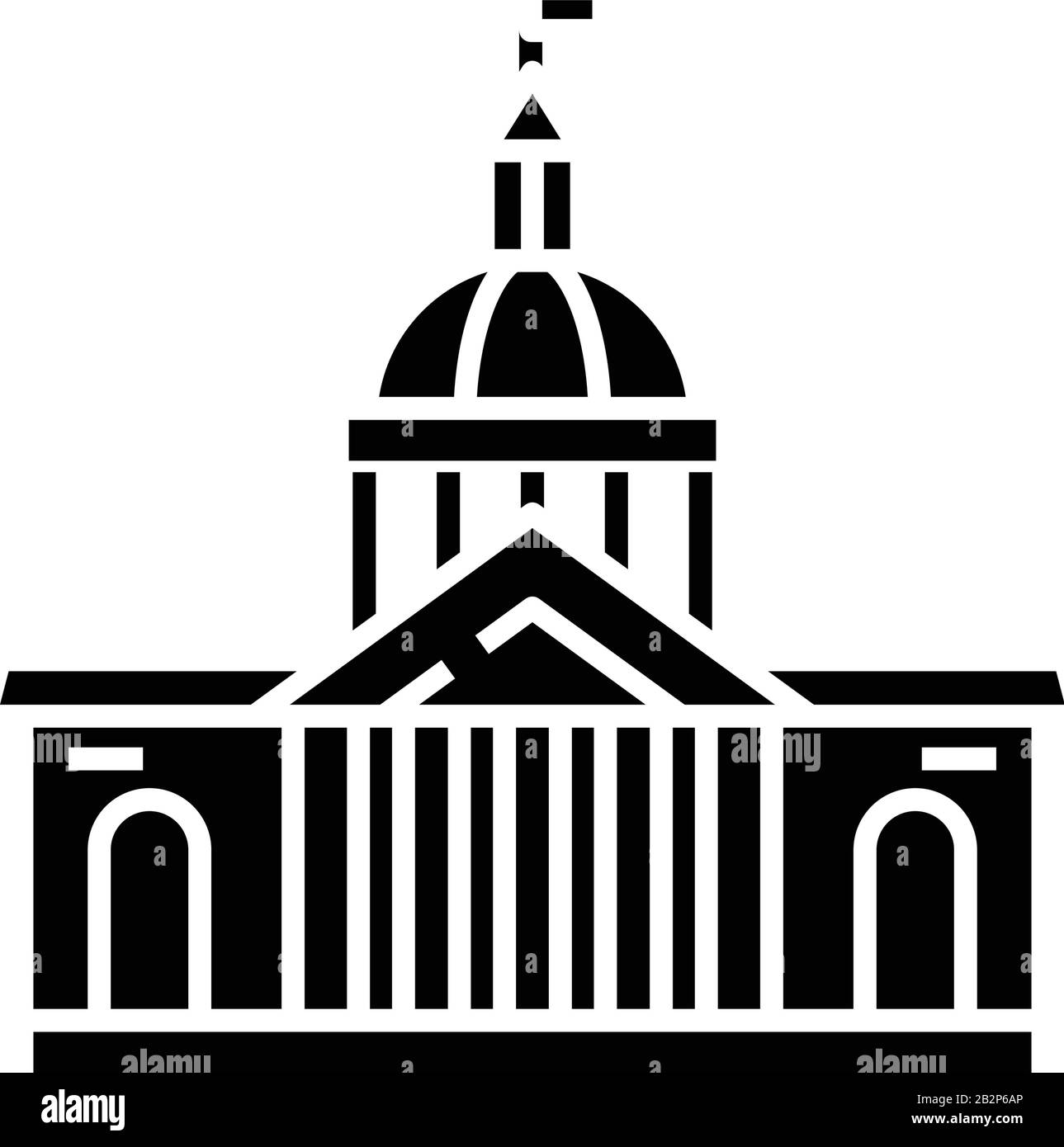 Parlament building black icon, concept illustration, vector flat symbol, glyph sign. Stock Vector