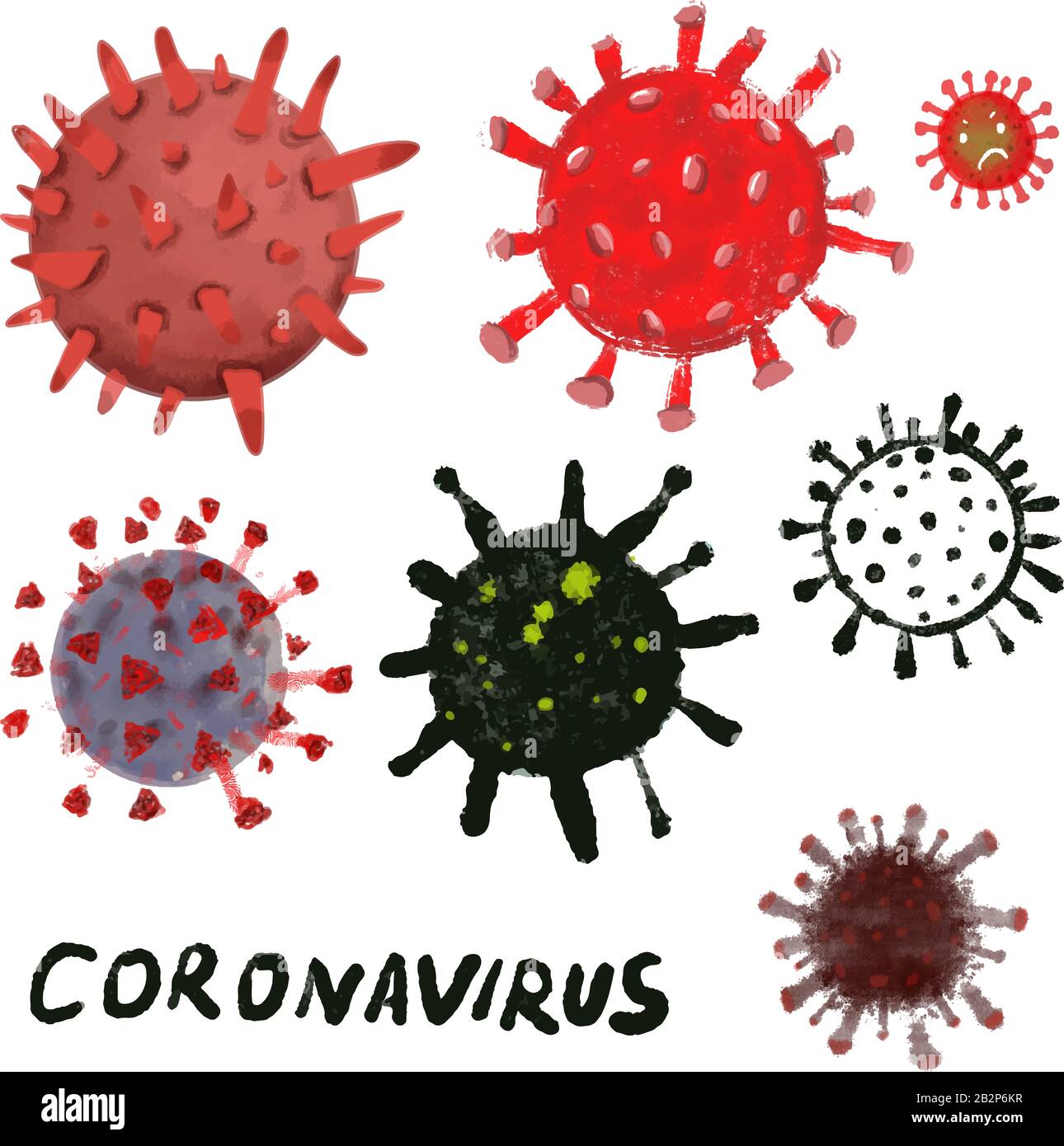 Coronavirus 2019-nCov cells. Chinese new Virus outbreak found in Wuhan China. Flu strain cases or pandemic public health. Infection coronavirus 2019-n Stock Photo