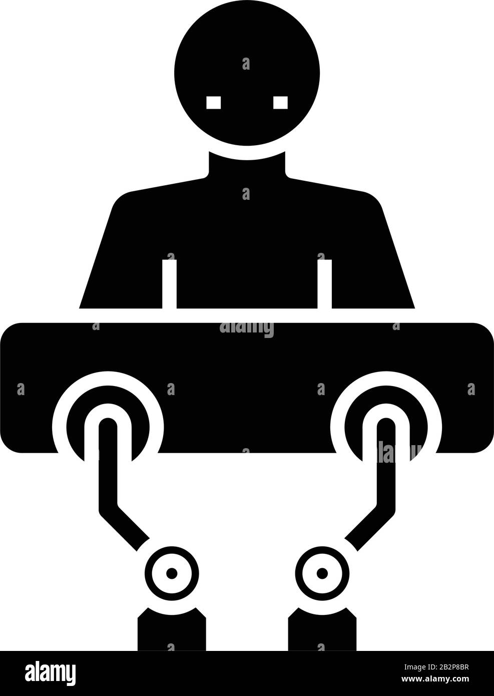 Mechanisation black icon, concept illustration, vector flat symbol, glyph sign. Stock Vector
