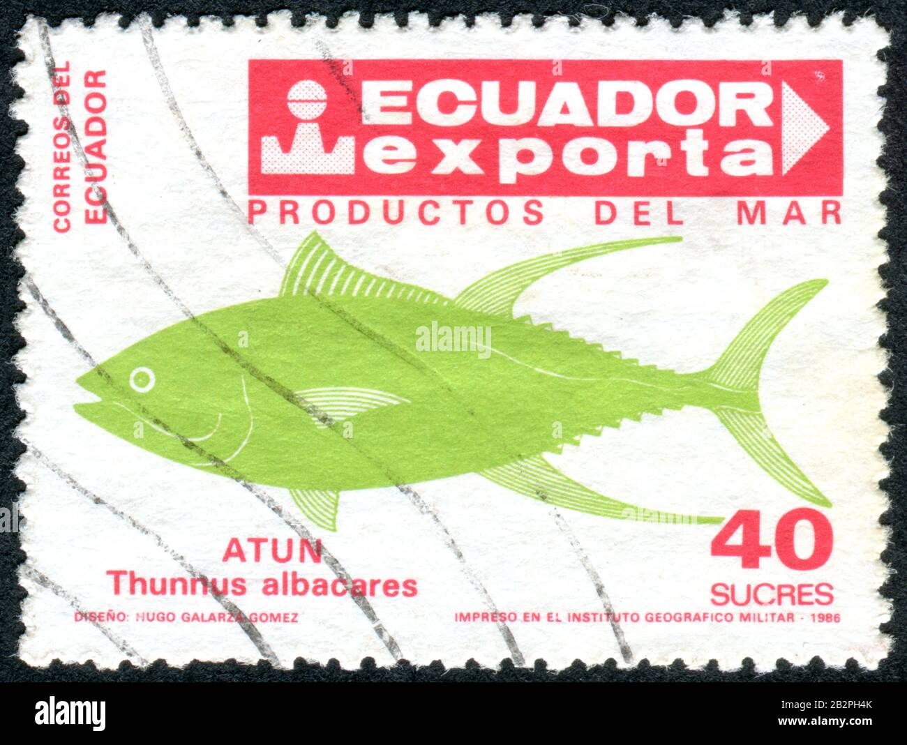 ECUADOR CIRCA 1986 A stamp printed in Ecuador, depicted export item