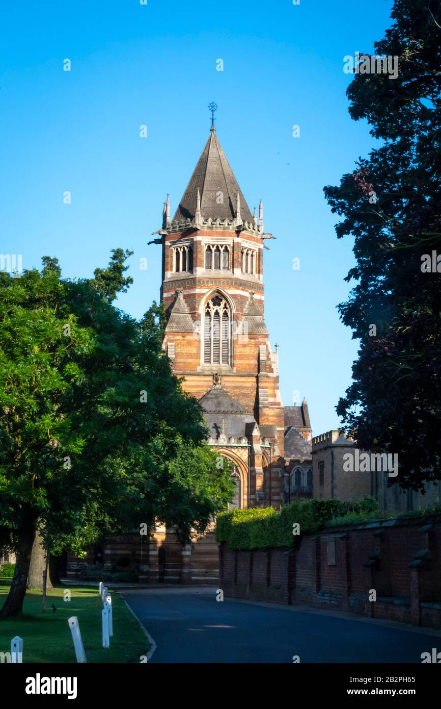 Rugby School, a Public School in Rugby, Warwickshire, England where the