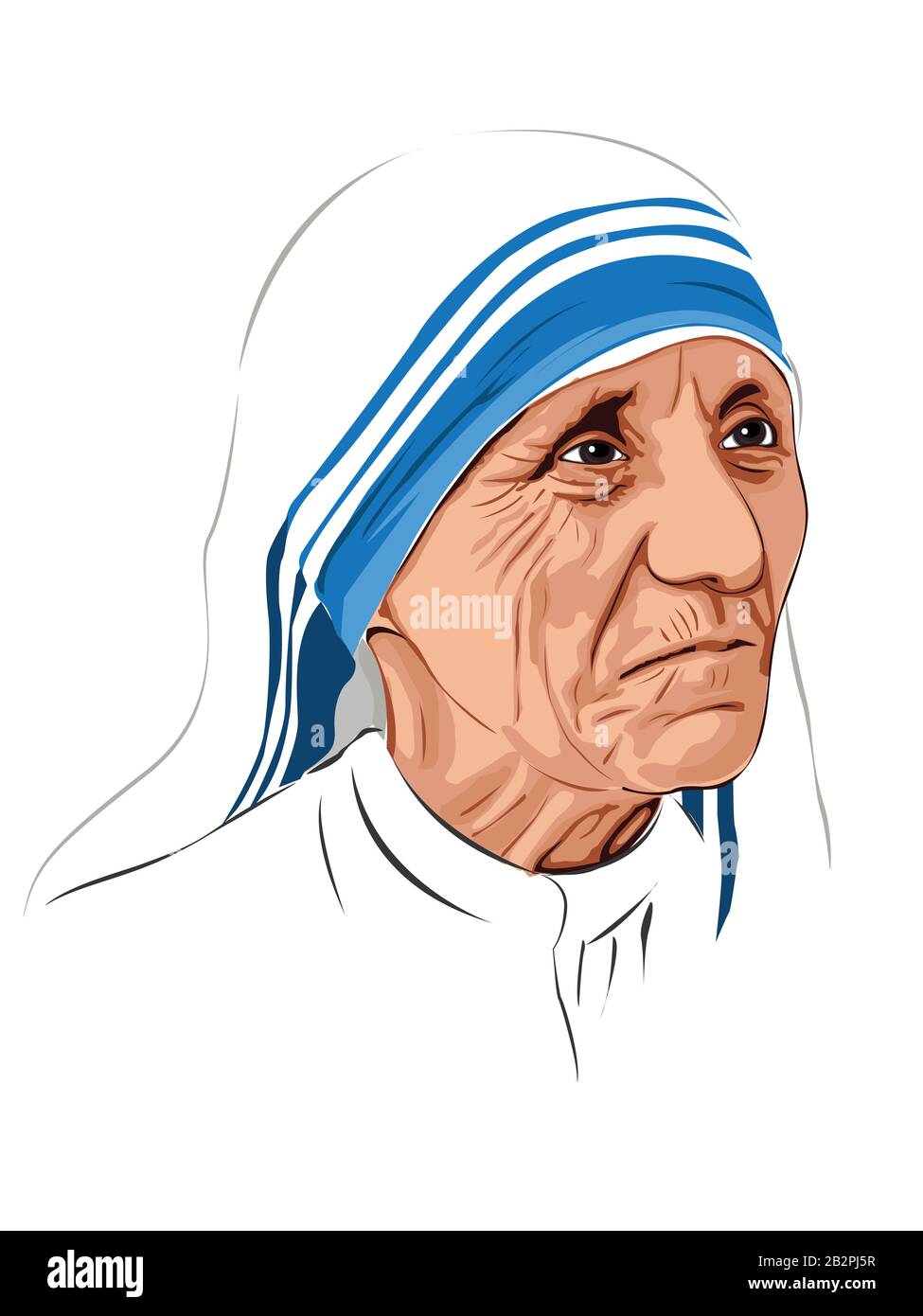 Mother Teresa, Saint Teresa was an Albanian-Indian Roman Catholic nun and missionary. Leader of Missionaries of Charity. Stock Vector