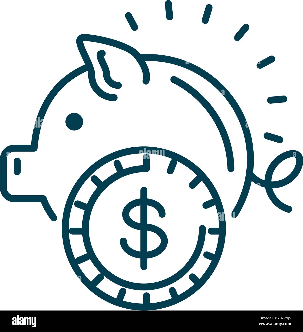 piggy bank icon over white background, line style, vector illustration ...