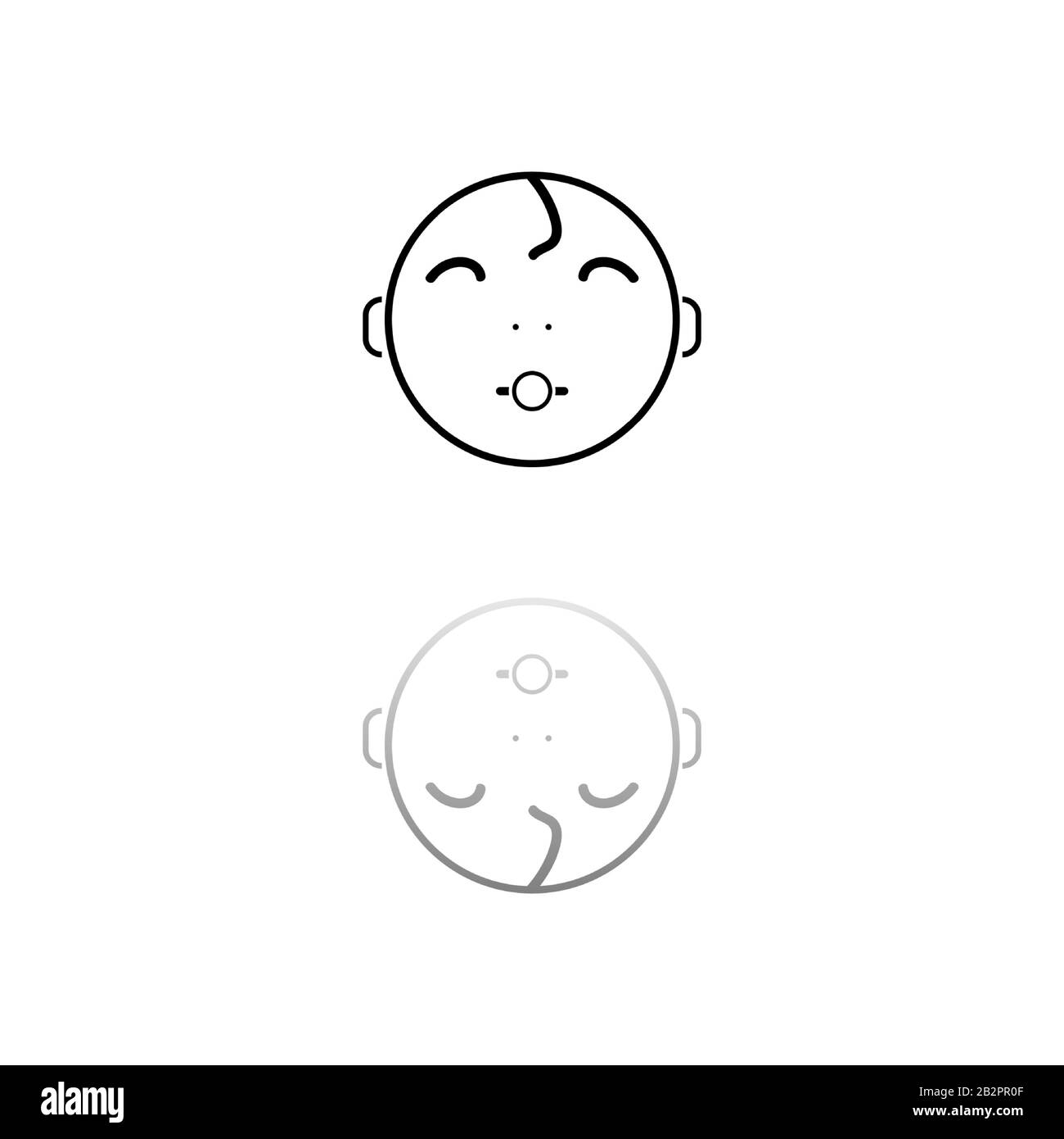 Cute baby with pacifier. Black symbol on white background. Simple ...