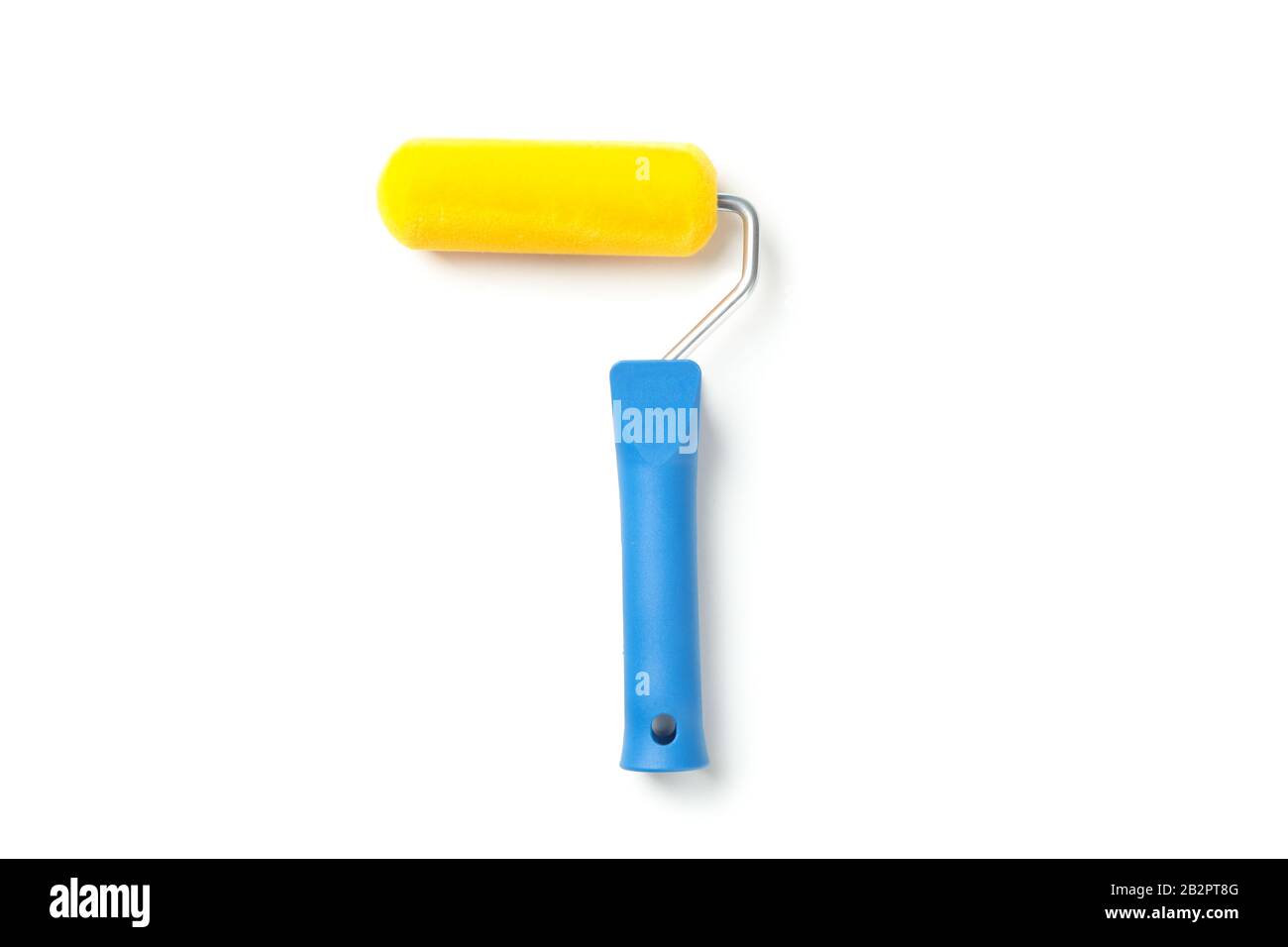 Paint roller with blue handle isolated on white background Stock Photo