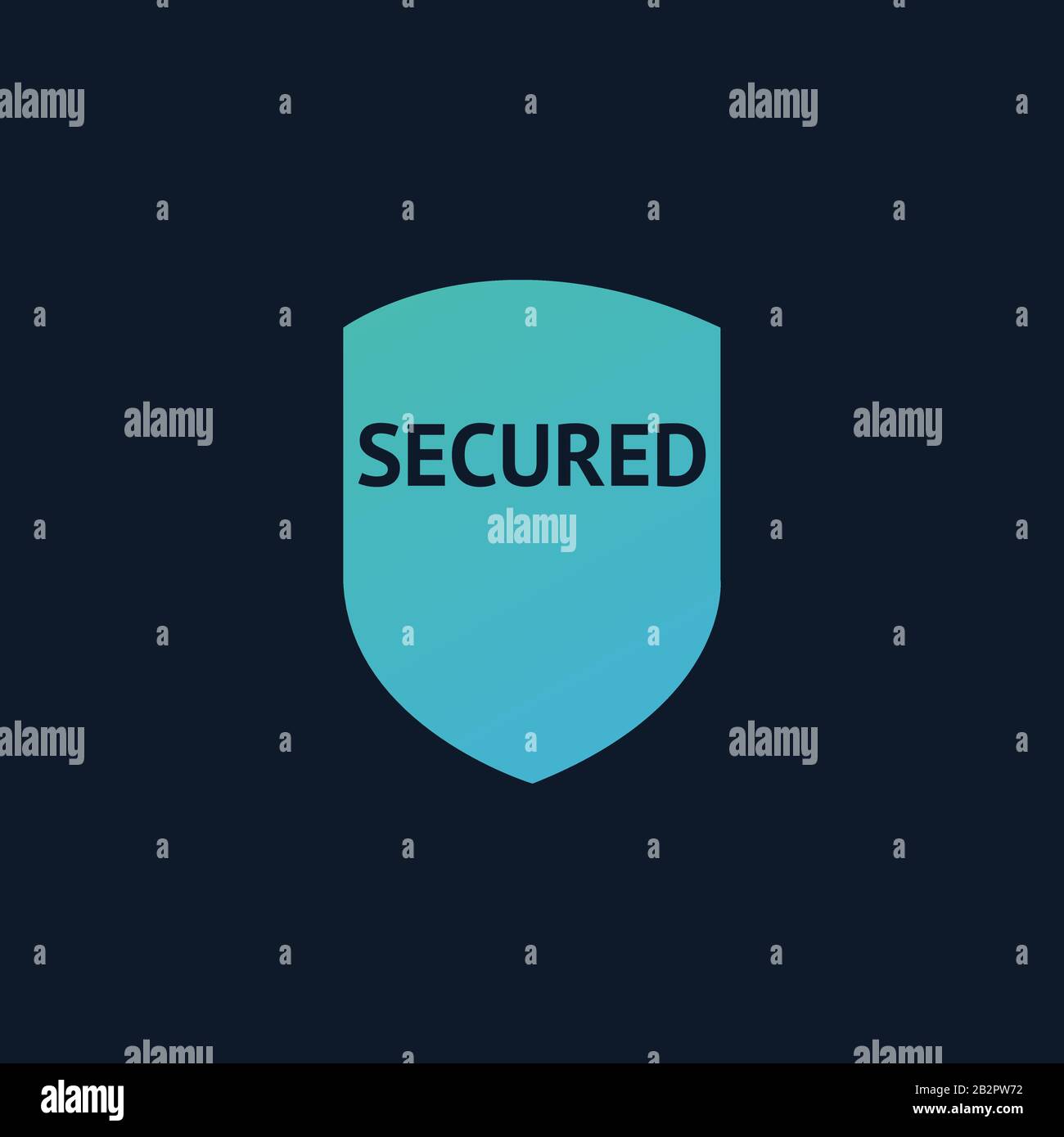 Cyber security concept: Shield With word secured, cyber data security or information privacy idea. internet technology. Stock Vector illustration Stock Vector