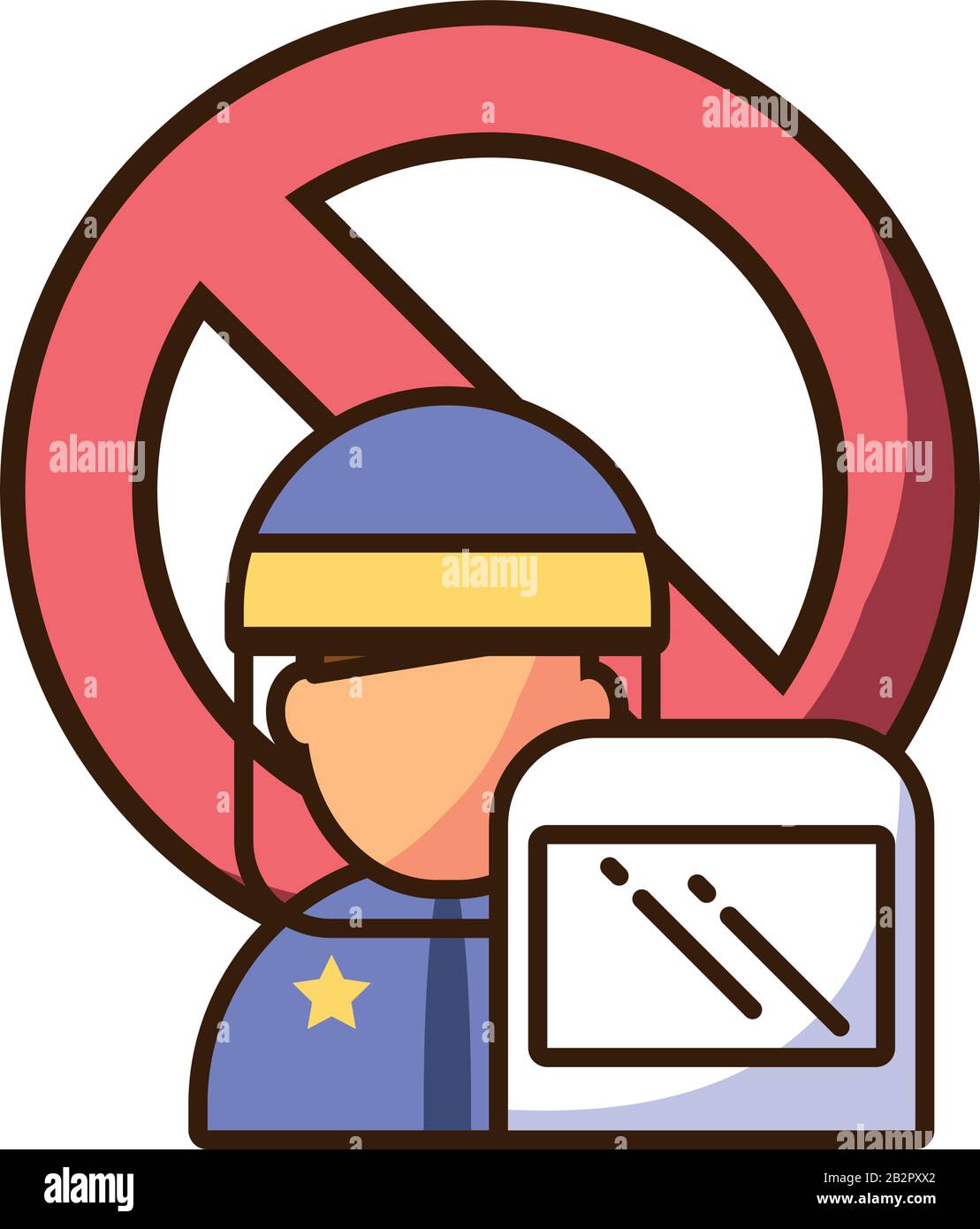 police riot officer in uniform with shield vector illustration design ...