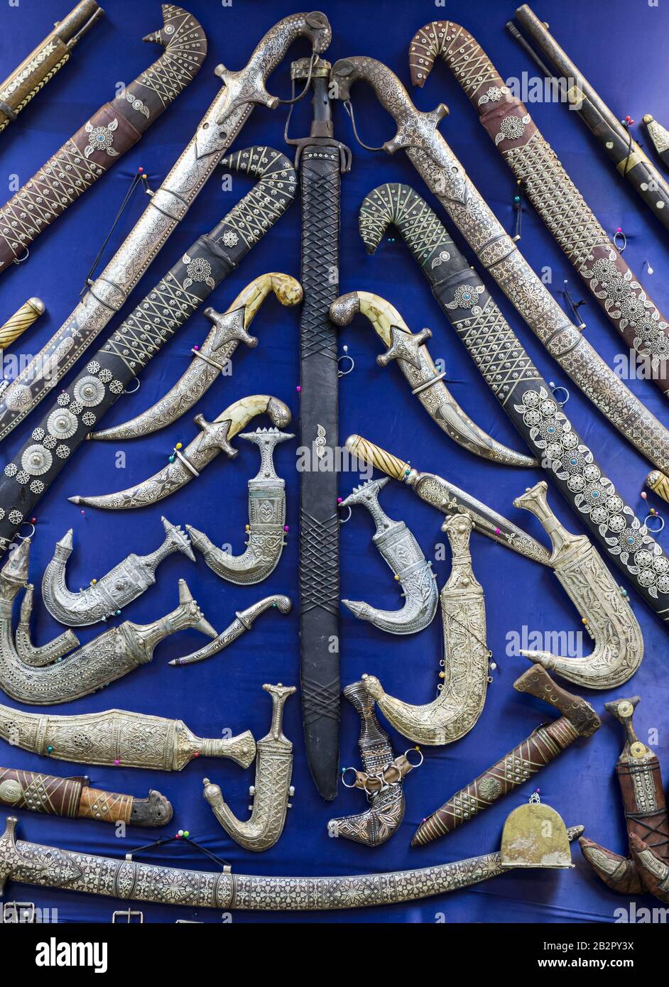 DUBAI, UAE - DECEMBER 4, 2017: Collection of Arabian knives in ...