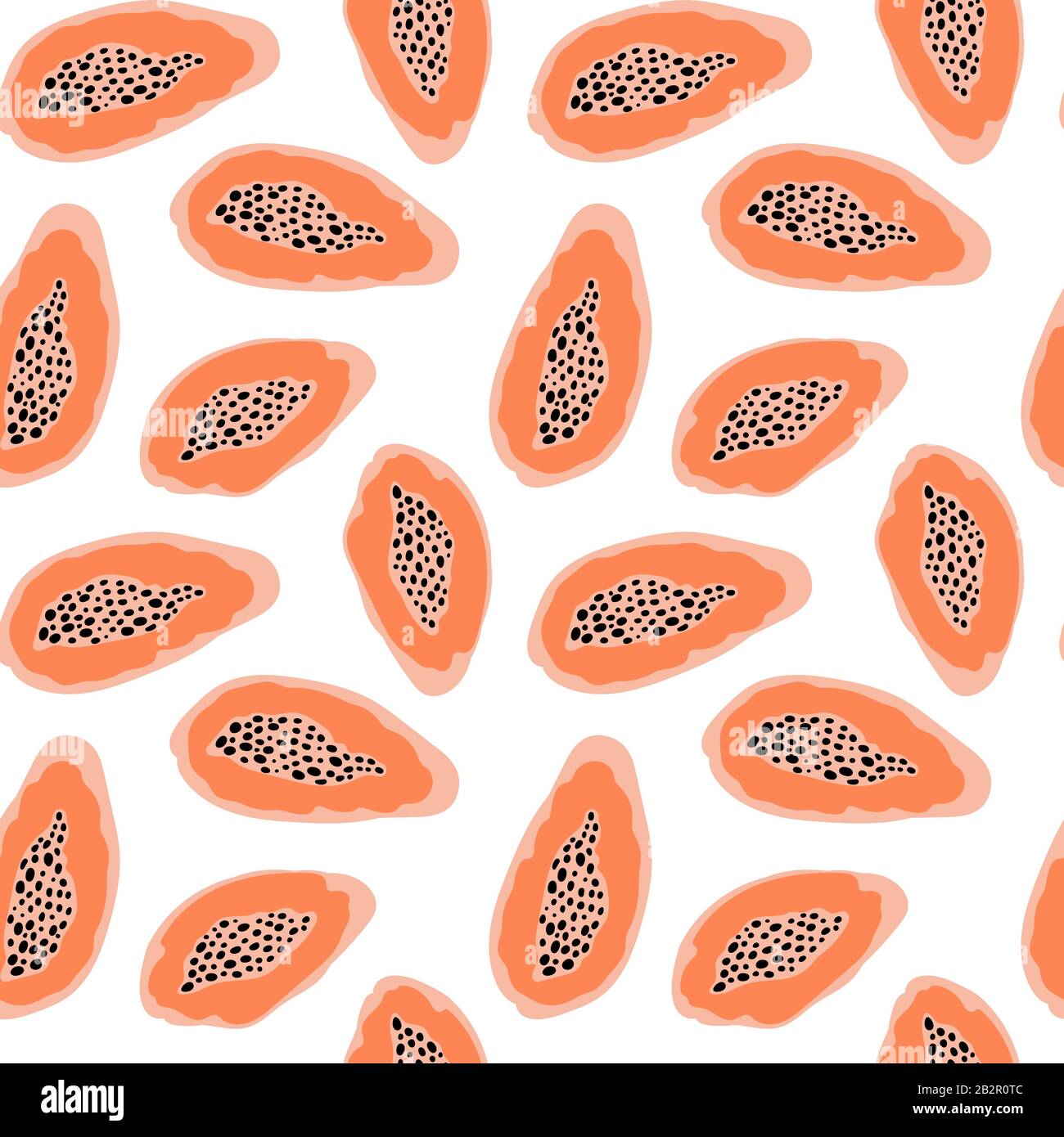 Seamless pattern with raw papaya on white background. Simple hand drawn ...