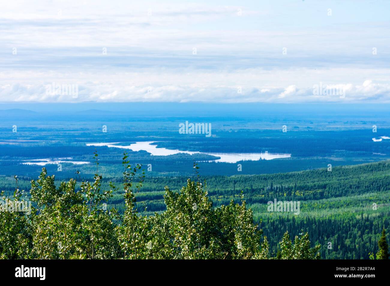 Alaska landscape photography, last frontier, scenic lakes over look, Fairbanks Alaska road trip, Unspoiled Wilderness, Pacific north west mountains Stock Photo