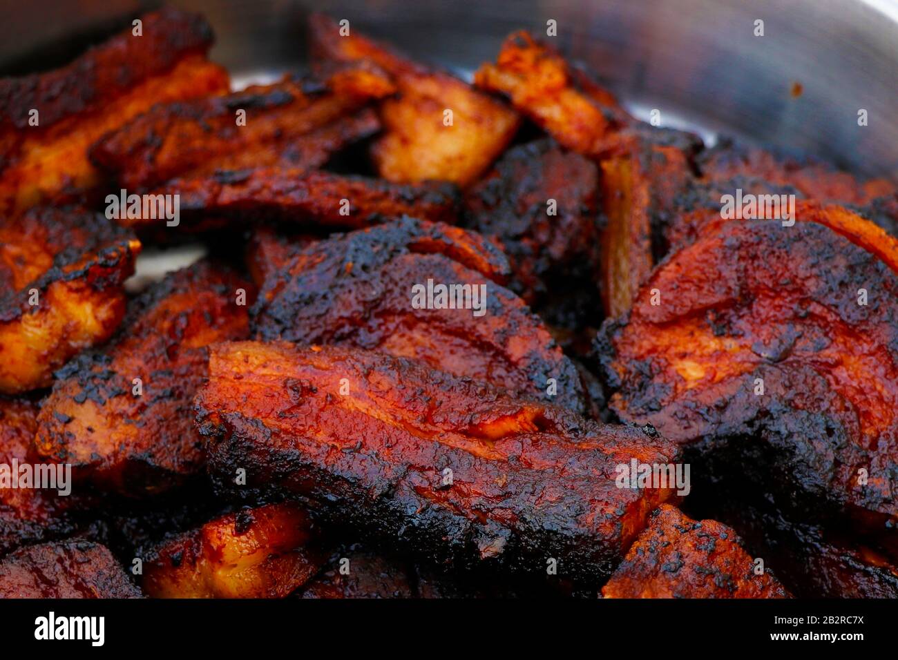 honey and paprika glazed barbecue pork belly Stock Photo Alamy