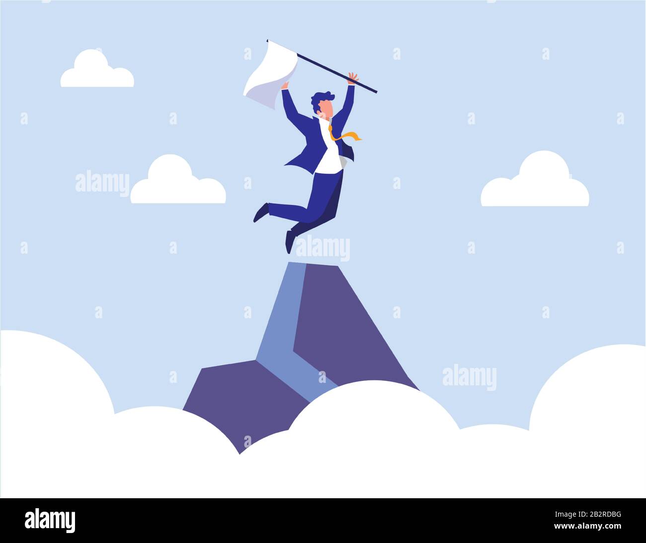 businessman holding a flag in the mountain vector illustration design ...