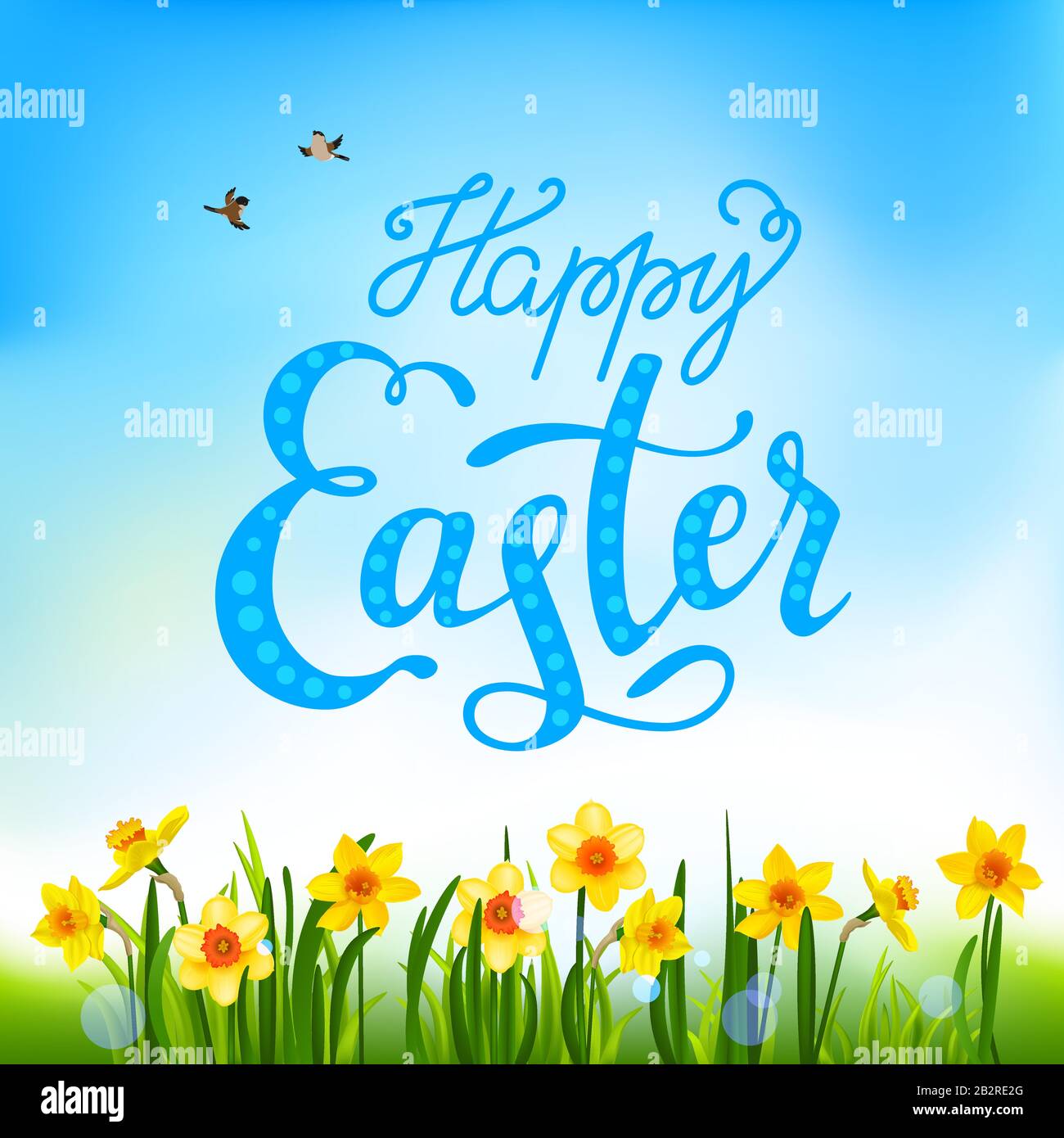 Easter blossom illustration with daffodils Stock Vector