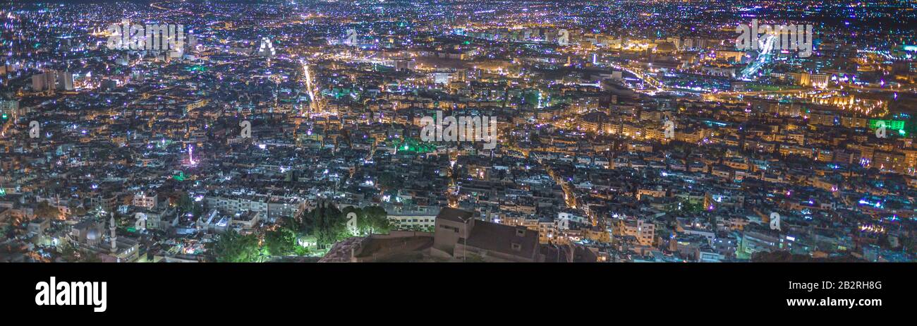 Panoramic View of Damascus from Kasyoun Mountain Stock Photo