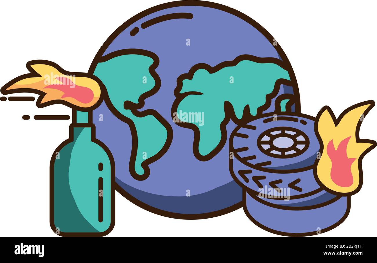 planet earth with protest icons on white background vector illustration ...