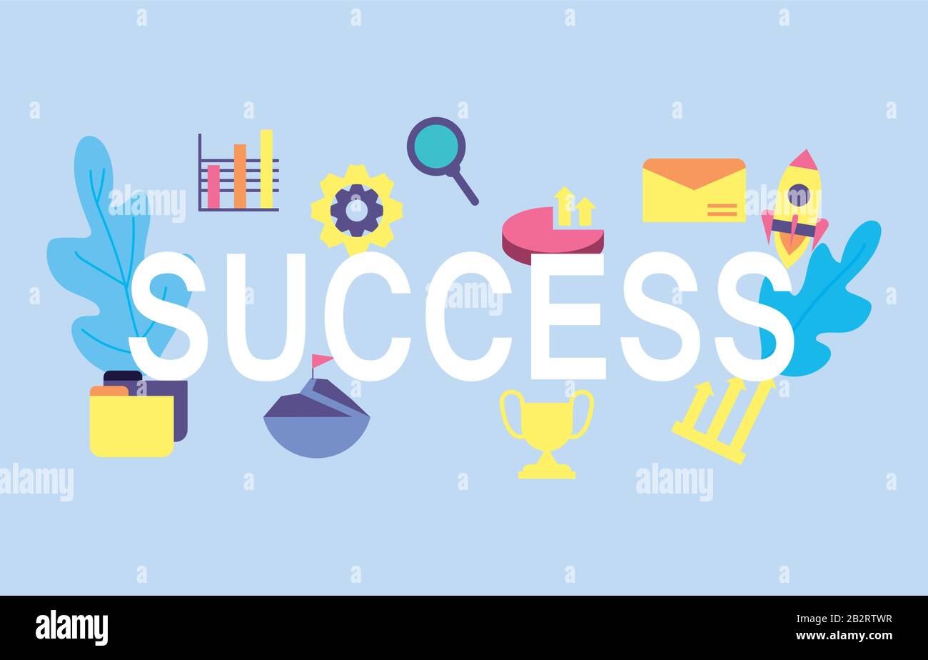 set of icons success of business vector illustration design Stock ...