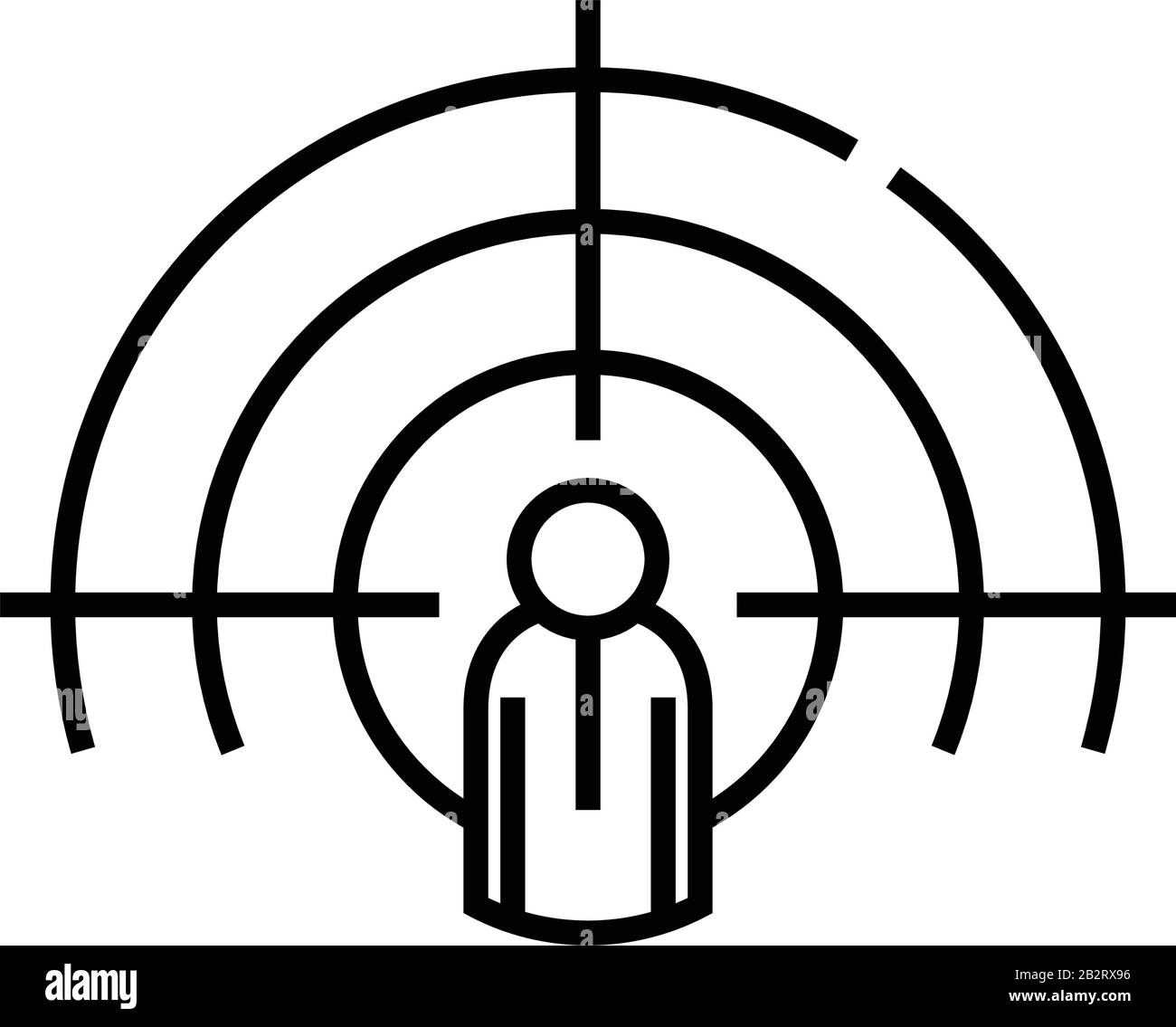 Target line icon, concept sign, outline vector illustration, linear ...