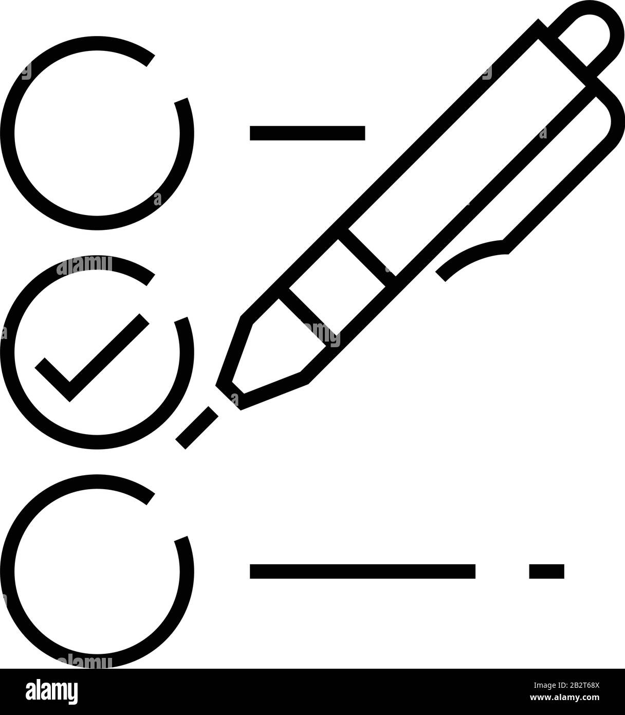 Survey completion line icon, concept sign, outline vector illustration