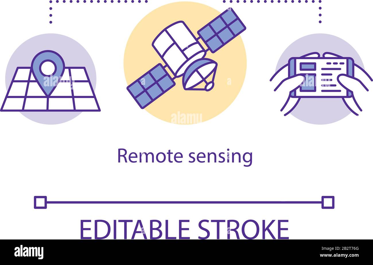 Remote sensing concept icon. Use of satellite imagery. Orbital observation.  Orienteering with GPS technology idea thin line illustration. Vector Stock  Vector Image & Art - Alamy