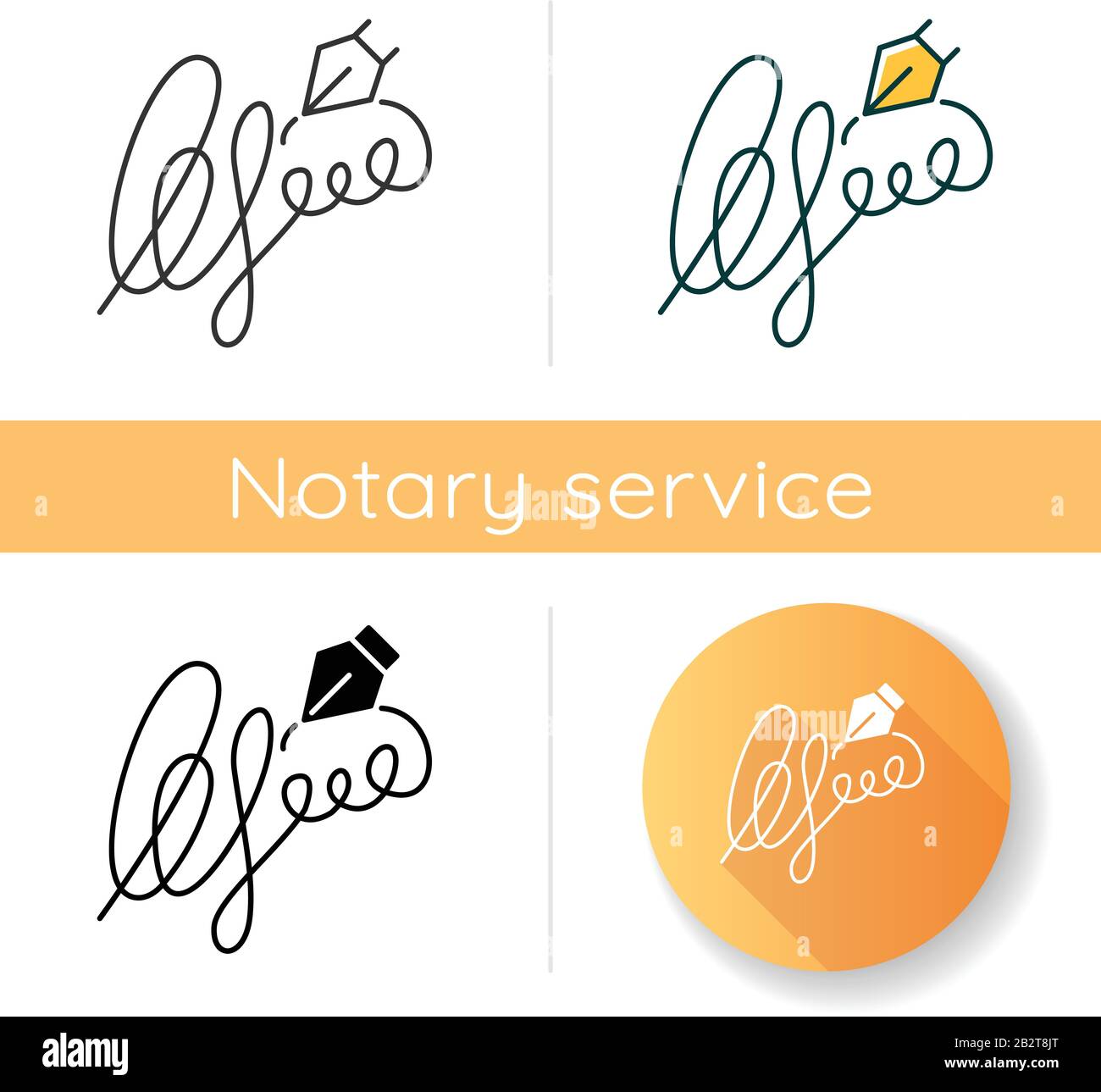 Signature icon. Handwriting. Autograph. Proof of identity. Evidence of consent. Apostille and legalization. Legal paper. Notary service. Linear black Stock Vector